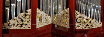 Emblematic symbols of disciples, pipe shade carvings at St Joseph Cathedral